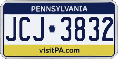 PA license plate JCJ3832