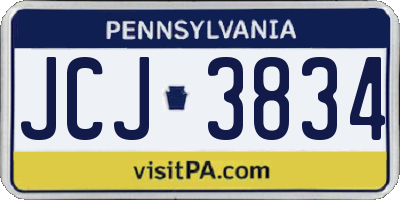 PA license plate JCJ3834