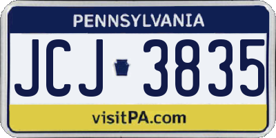 PA license plate JCJ3835