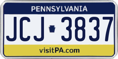 PA license plate JCJ3837