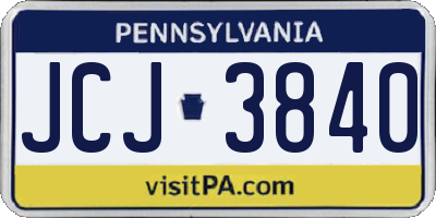 PA license plate JCJ3840