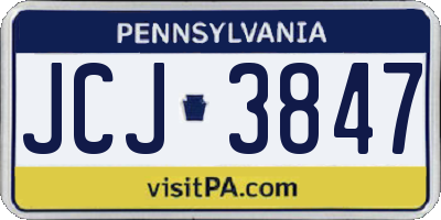 PA license plate JCJ3847