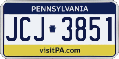 PA license plate JCJ3851