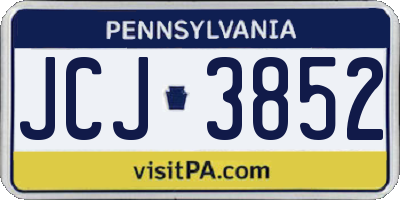 PA license plate JCJ3852