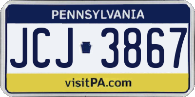PA license plate JCJ3867