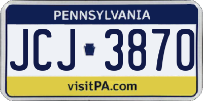PA license plate JCJ3870