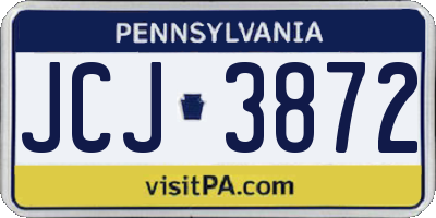 PA license plate JCJ3872