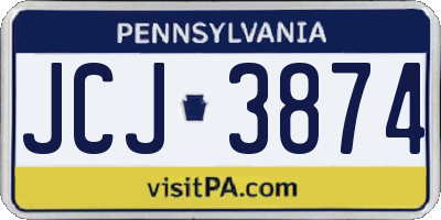 PA license plate JCJ3874