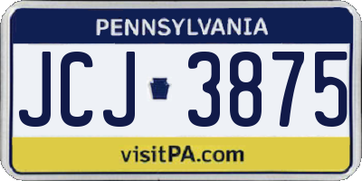 PA license plate JCJ3875
