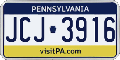 PA license plate JCJ3916