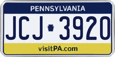 PA license plate JCJ3920