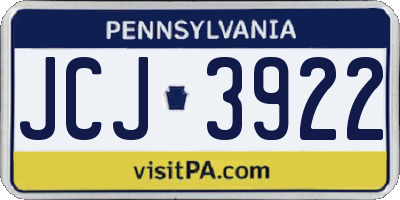 PA license plate JCJ3922
