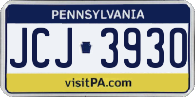 PA license plate JCJ3930