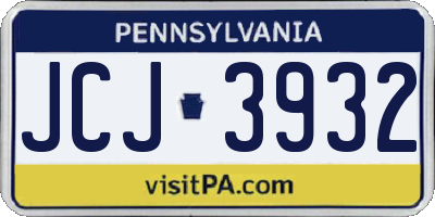 PA license plate JCJ3932