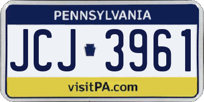 PA license plate JCJ3961