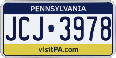 PA license plate JCJ3978