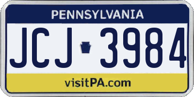 PA license plate JCJ3984