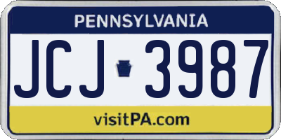 PA license plate JCJ3987