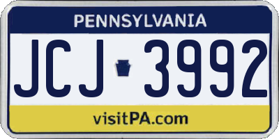 PA license plate JCJ3992
