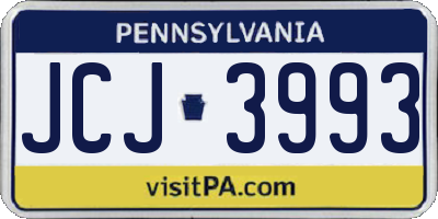 PA license plate JCJ3993