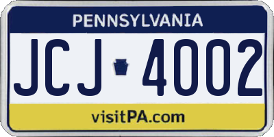 PA license plate JCJ4002