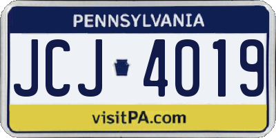PA license plate JCJ4019