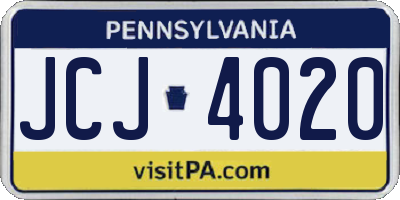 PA license plate JCJ4020