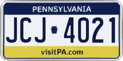 PA license plate JCJ4021