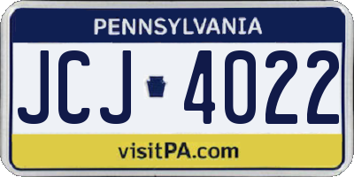 PA license plate JCJ4022