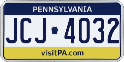 PA license plate JCJ4032