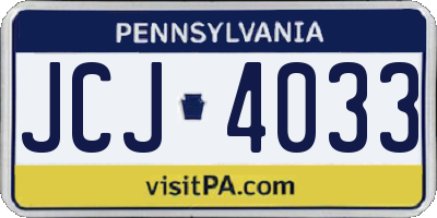 PA license plate JCJ4033