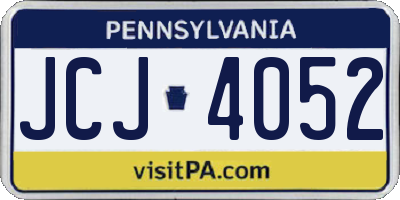 PA license plate JCJ4052