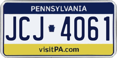 PA license plate JCJ4061