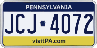 PA license plate JCJ4072