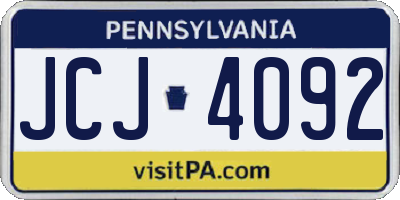 PA license plate JCJ4092