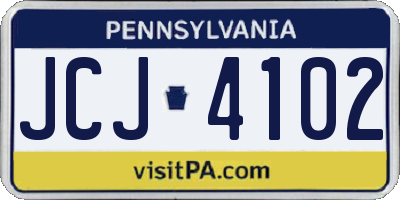 PA license plate JCJ4102