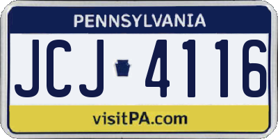 PA license plate JCJ4116