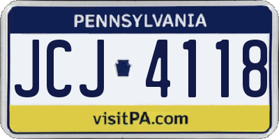PA license plate JCJ4118