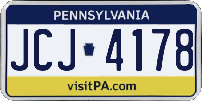 PA license plate JCJ4178
