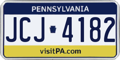 PA license plate JCJ4182