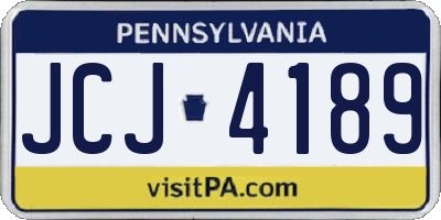 PA license plate JCJ4189