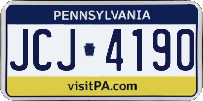 PA license plate JCJ4190