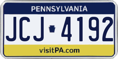 PA license plate JCJ4192