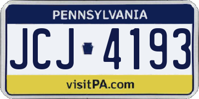 PA license plate JCJ4193