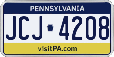 PA license plate JCJ4208