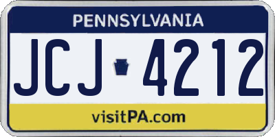 PA license plate JCJ4212