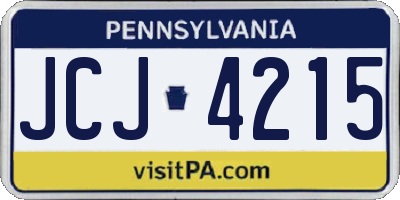 PA license plate JCJ4215
