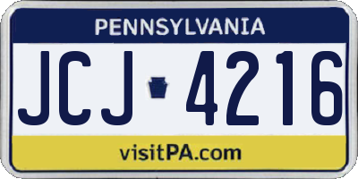 PA license plate JCJ4216