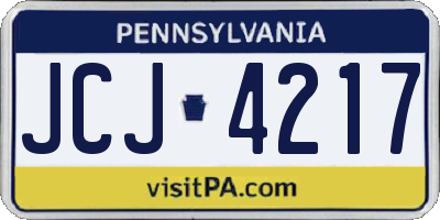 PA license plate JCJ4217