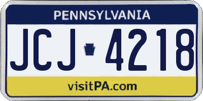 PA license plate JCJ4218